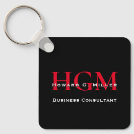 QR Code Business Monogram Logo Schwarz Weiß Schlüsselanhänger