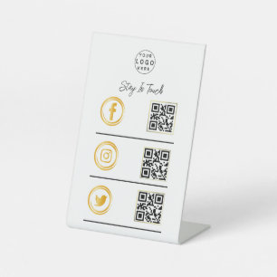 QR Code Business Pedestgold für Social Media Sockelschild