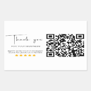 QR Code Business Review 5 Star Review Modern Rechteckiger Aufkleber