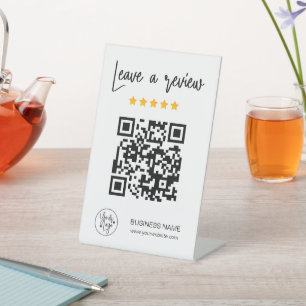QR Code Business Review 5 Star Review Modern Sockelschild