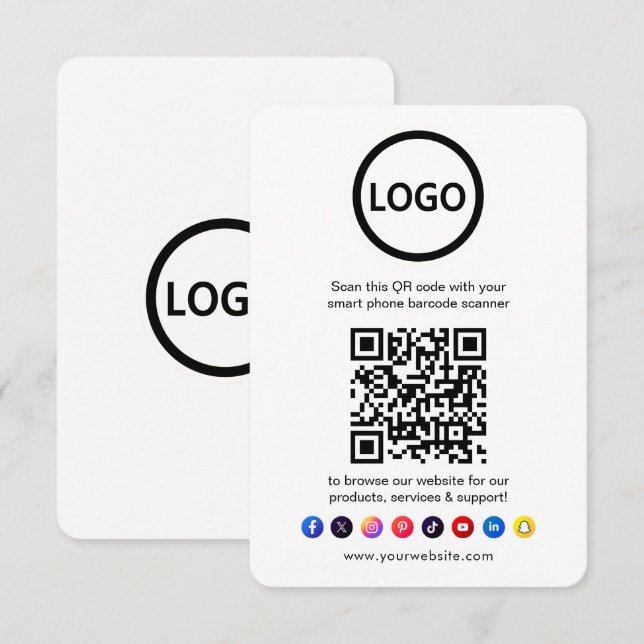 QR Code Business Website Scannen Sie Social Media Begleitkarte (Vorne/Hinten)