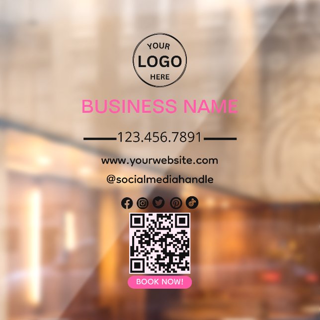 QR Code Business Wellness-Center Logo Social Media Fensteraufkleber (Blatt 2)