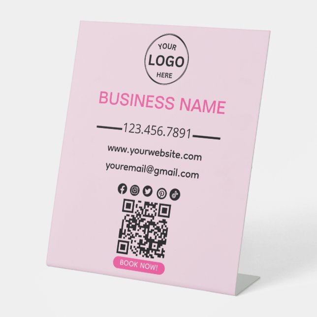 QR Code Business Wellness-Center Logo Social Media Sockelschild (Vorderseite)