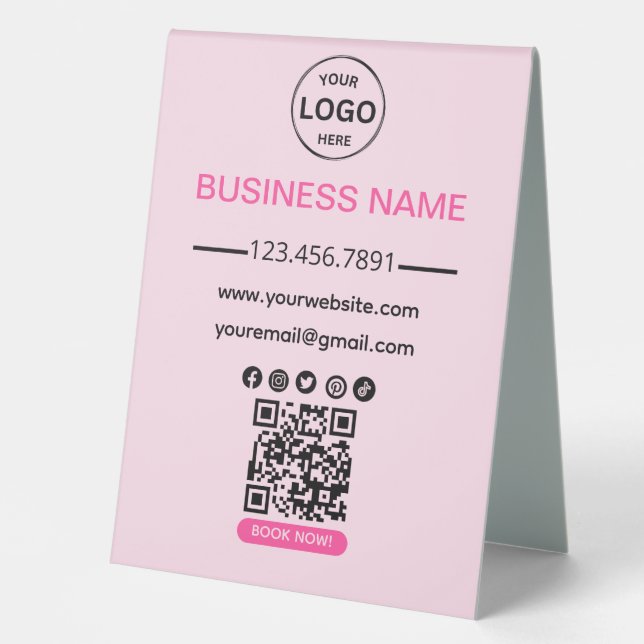 QR Code Business Wellness-Center Logo Social Media Tischaufsteller (Vorderseite)
