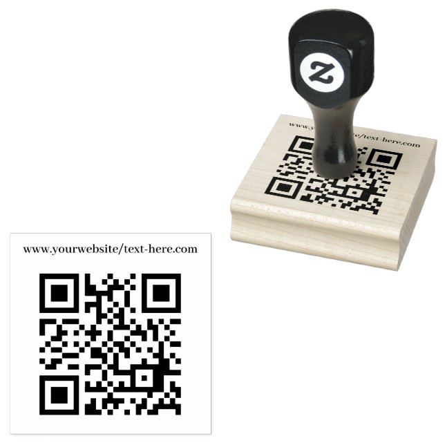 QR Code Business Your Text Moderne Minimalistisch Gummistempel (Stempel)