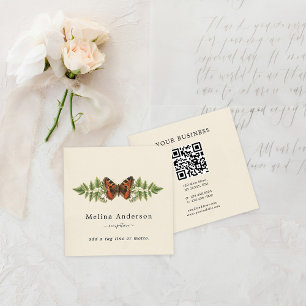 QR Code Butterfly Botanischer Platz Business Card Quadratische Visitenkarte
