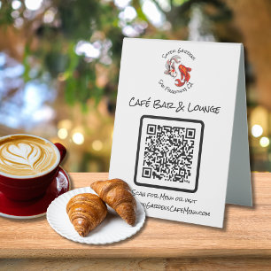 QR Code Café Menü Yin Yang Koi Fish Business-Logo Tischaufsteller