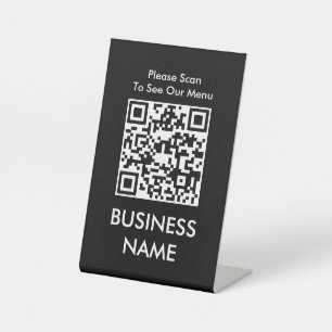 QR Code Cafe Modernes Big Print Menü Black Sockelschild
