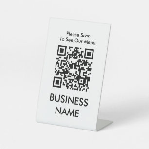 QR Code Café Modernes, großes Druckmenü Weiß Sockelschild