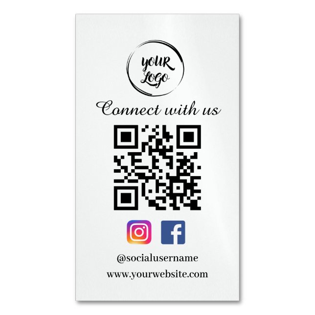 QR Code Carte de visite Magnet médias sociaux (devant Vertical)