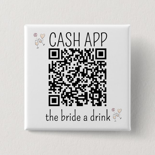 QR Code CASH APP Bridge a Drink Junggeselinnen-Abs Button (Vorderseite)