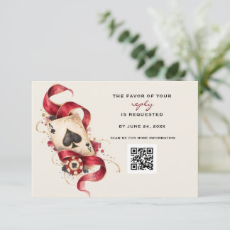 QR-Code Casino Burgund Gold Hochzeit Antwort