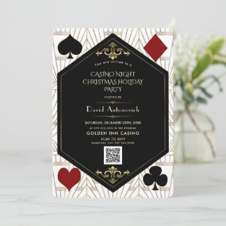 QR Code Casino Night Poker Christmas Holiday  Einladung