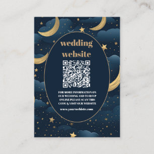 qr code Celestial Midnight Blue Stars Moon Wedding Begleitkarte