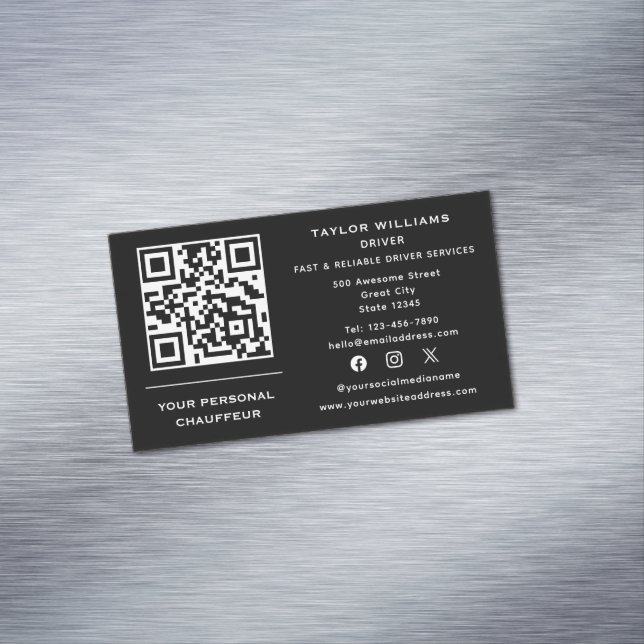 QR Code Chauffeur Service Taxi Treiber für Social  Magnetische Visitenkarte (Beispiel)
