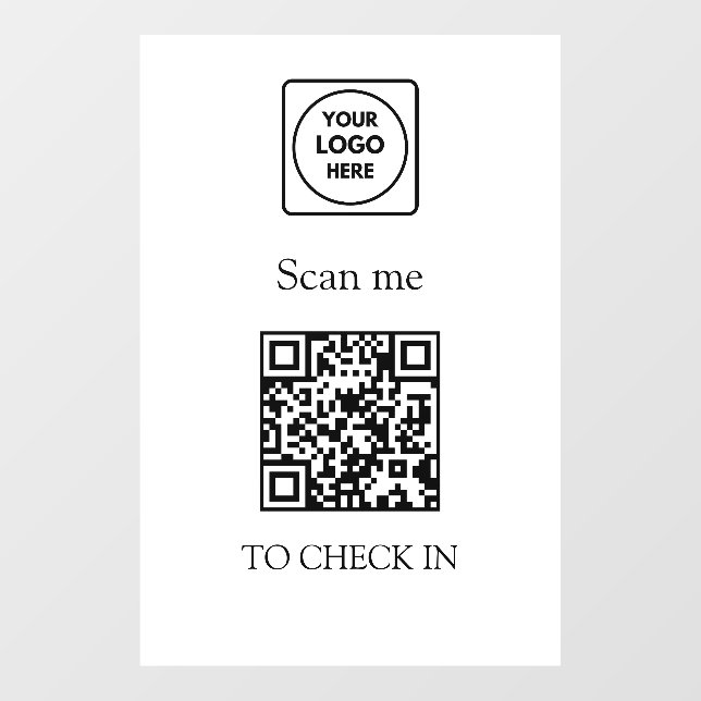 QR-Code Check-In | Firmenschild mit Logo Fensteraufkleber (Blatt)