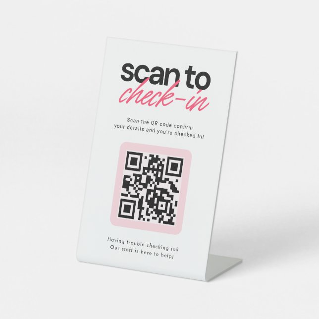 QR-Code-Check-in-Schild für Geschäftsbereiche auf  Sockelschild (Vorderseite)