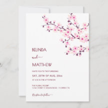 QR Code | Cherry Blossoms Pink White Wedding