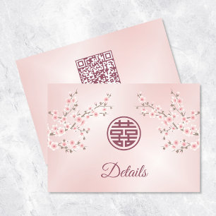 QR-Code Chinesische Hochzeitsstimmung rosa Detai Begleitkarte