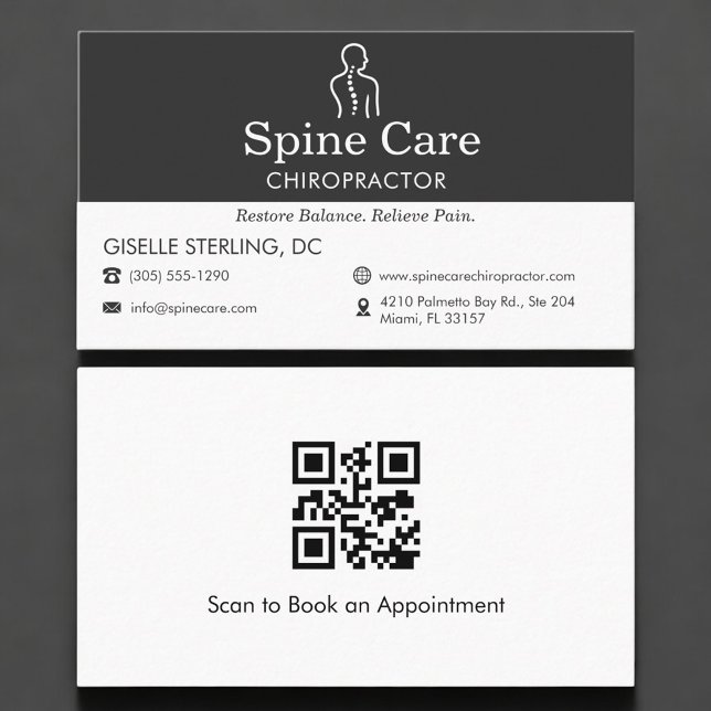 QR Code Chiropractor Office Spine Logo Visitenkarte (Von Creator hochgeladen)