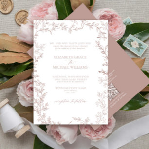 QR Code Classic Formal Elegant Dusty Rose Wedding Einladung