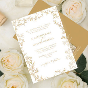QR Code Classic Formal Elegante Goldleafy Hochzeit Einladung