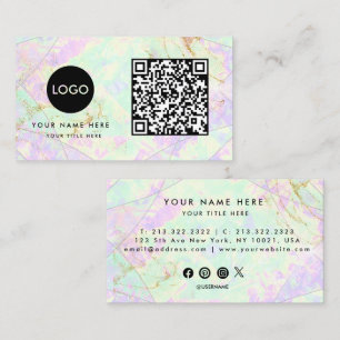 QR Code Colors Gemstone Opal Texture Business Card Visitenkarte