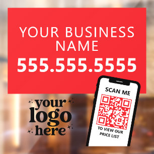 QR Code Company Logo Modern Minimalistisches Rotes Fensteraufkleber