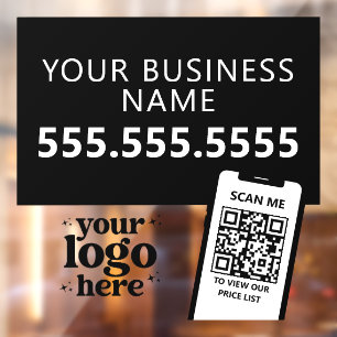 QR Code Company Logo Modern Minimalistisches Rotes Fensteraufkleber