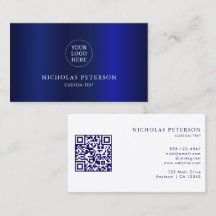 QR Code Company Logo Navy Blue Gradient Modern
