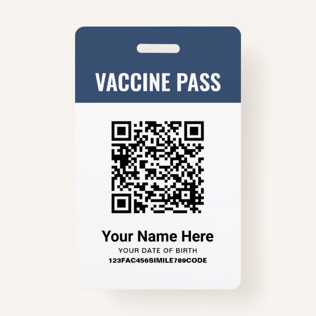 QR Code Covid Vaccine Pass Navy Blue ID Ausweis (Vorderseite)