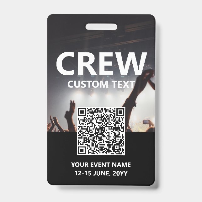 Qr Code Crew Zugangspass Custom Event Abzeichen Ausweis (Vorderseite)