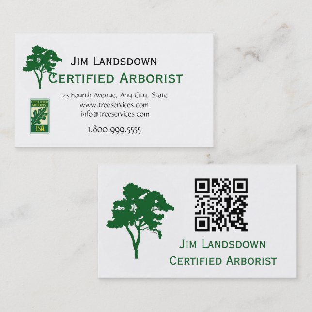 QR Code Custom Tree Arborist Business Card Visitenkarte (Vorne/Hinten)