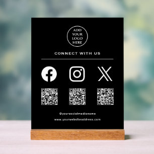 QR-Code Dein Logo Folge Scanne mich Vernetze dich  Acrylschild