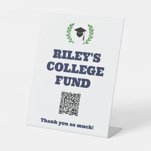 QR-Code der Blue-Wreath-Graduation Party-Uni Sockelschild (Vorderseite)