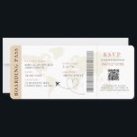 QR-Code der Hochzeit in Urlaubsort "Neutraler Boar Einladung<br><div class="desc">Boho Neutral Beige Boarding passieren Hochzeitskarte Einladung mit einem Ziel Weltkarte,  Hochzeitpass,  Hochzeit in Urlaubsort,  Passport mit QR Code Rsvp Karte.</div>