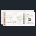 QR-Code der Hochzeit in Urlaubsort "Neutraler Boar Einladung<br><div class="desc">Boho Neutral Beige Boarding passieren Hochzeitskarte Einladung mit einem Ziel Weltkarte,  Hochzeitpass,  Hochzeit in Urlaubsort,  Passport mit QR Code Rsvp Karte.</div>
