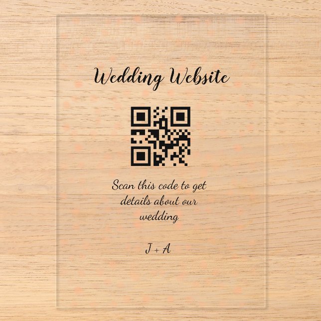 QR-Code der Hochzeitwebsite für Details orange Acryleinladungen (Vorderseite)