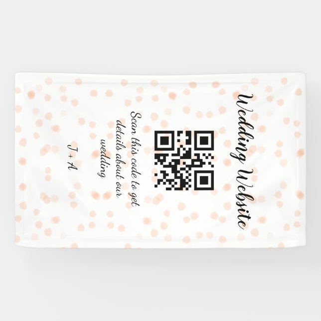 QR-Code der Hochzeitwebsite für Details orange Banner (Horizontal)