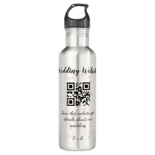 QR-Code der Hochzeitwebsite für Details orange Edelstahlflasche