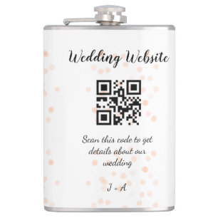 QR-Code der Hochzeitwebsite für Details orange Flachmann