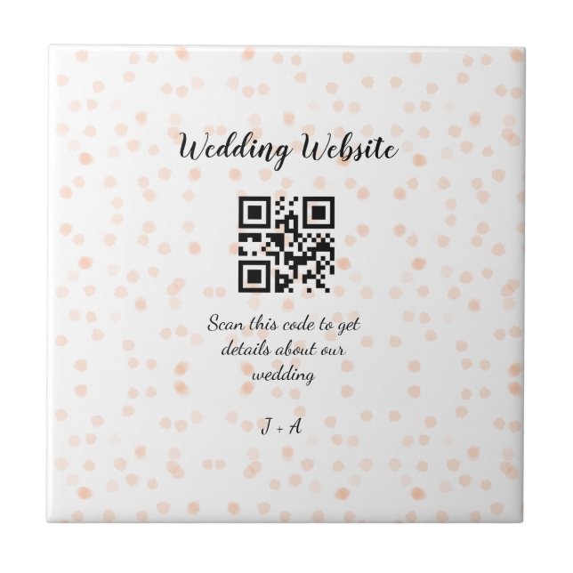 QR-Code der Hochzeitwebsite für Details orange Fliese (Vorderseite)