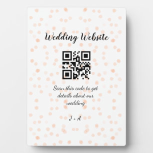 QR-Code der Hochzeitwebsite für Details orange Fotoplatte