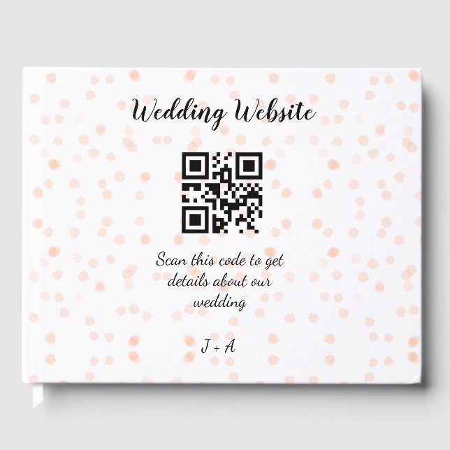 QR-Code der Hochzeitwebsite für Details orange Gästebuch (Vorderseite)