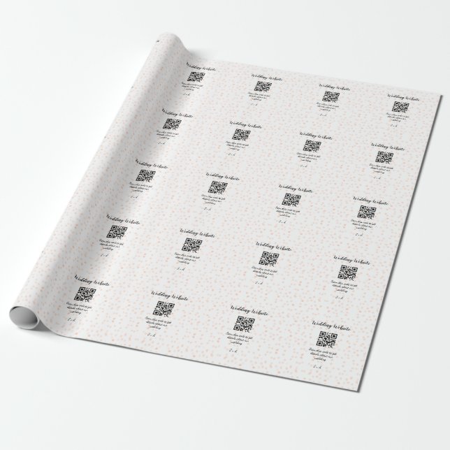 QR-Code der Hochzeitwebsite für Details orange Geschenkpapier (Ungerollt)