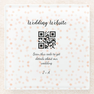 QR-Code der Hochzeitwebsite für Details orange Glasuntersetzer