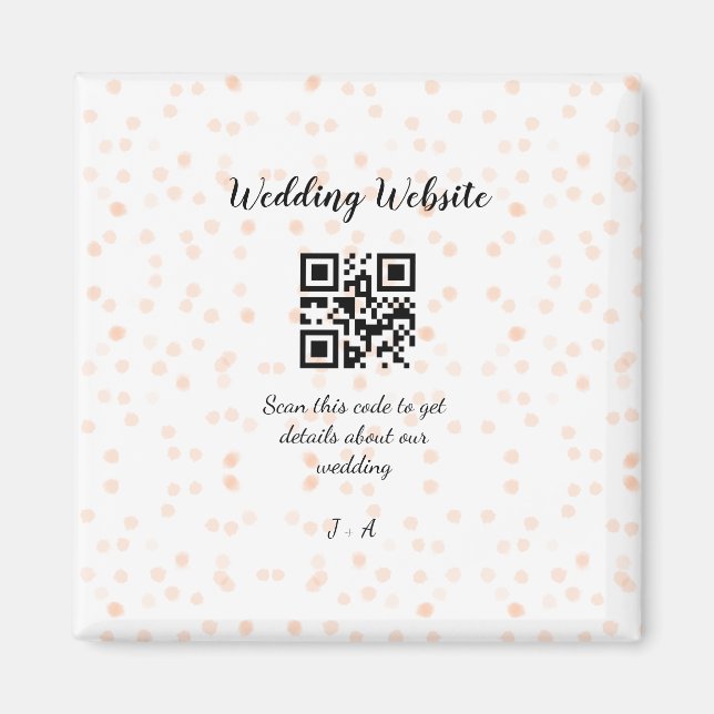 QR-Code der Hochzeitwebsite für Details orange Magnet (Vorne)