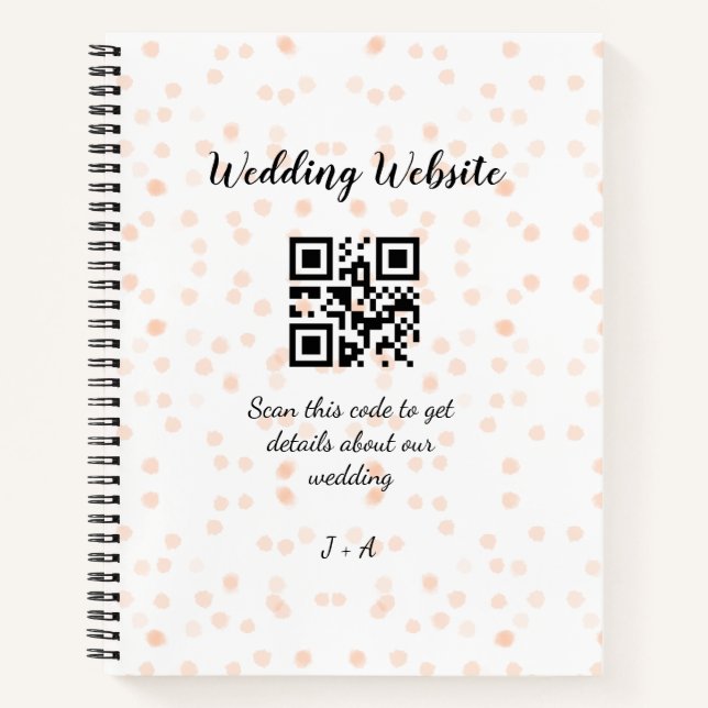 QR-Code der Hochzeitwebsite für Details orange Notizbuch (Vorderseite)