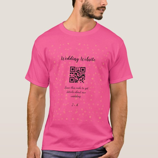 QR-Code der Hochzeitwebsite für Details orange T-Shirt (Vorderseite)