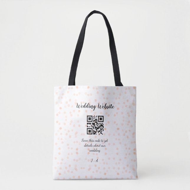 QR-Code der Hochzeitwebsite für Details orange Tasche (Vorderseite)